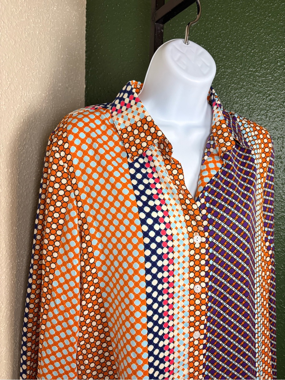 Orange Multi-Pattern Button-Up Top - Picture 2 of 5